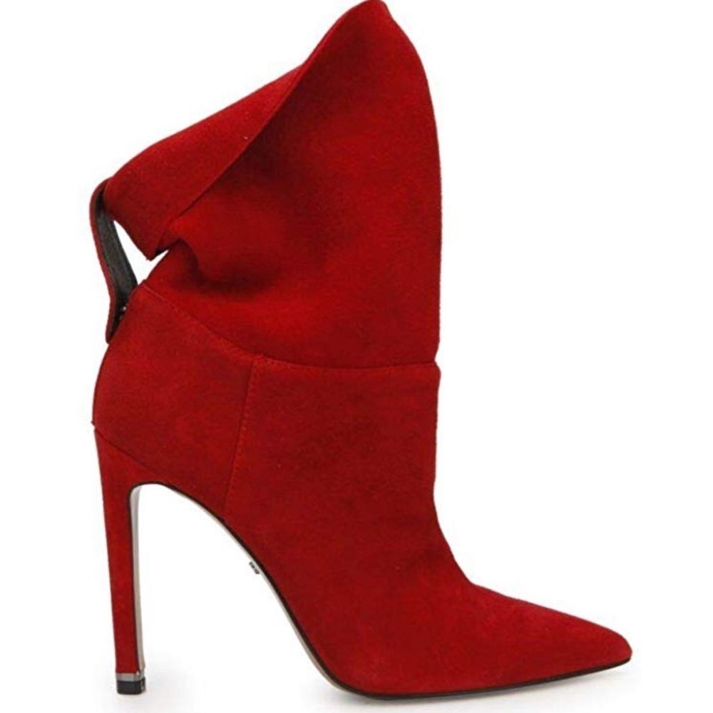 Leather fuego red pump boots high heels